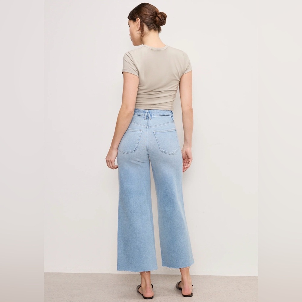 NWT Good American Good Waist Palazzo Crop Compression Jeans - Picture 4 of 8